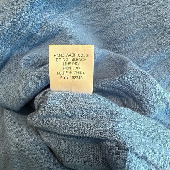 Skies Are Blue Maxi Sundress Sz S Blue Embroidered Adj. Straps Tiered Ruffle EUC - Picture 9 of 14